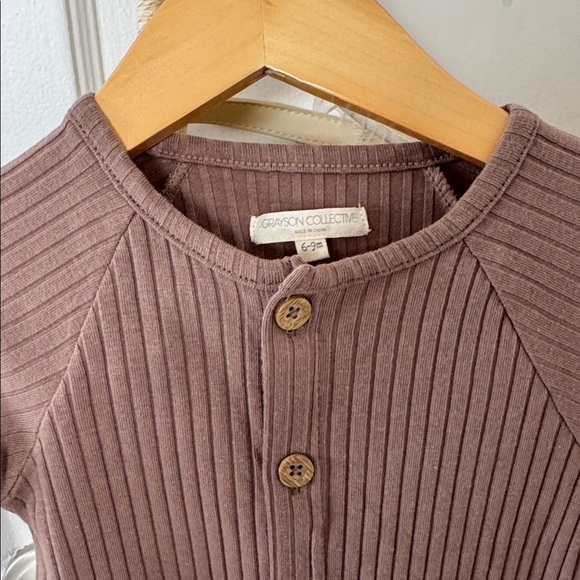 Brown and Cream Ribbed Kids One Piece Set - Picture 8 of 9